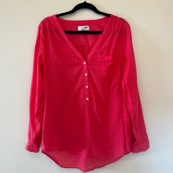 Old Navy Women's Pink Button-Up Tunic Top - Picture 2 of 9